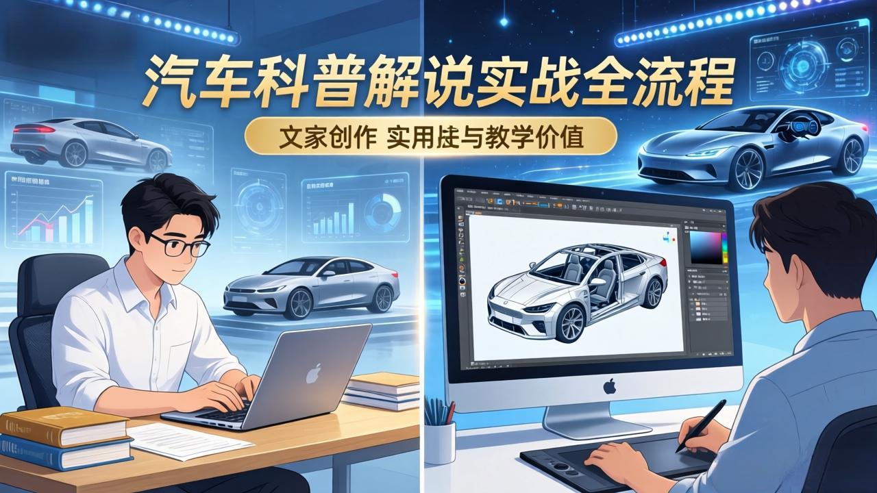 抖音汽车科普解说实战：文案+动画+画面处理+去水印全流程，打造专业汽车科普视频-泡泡网创
