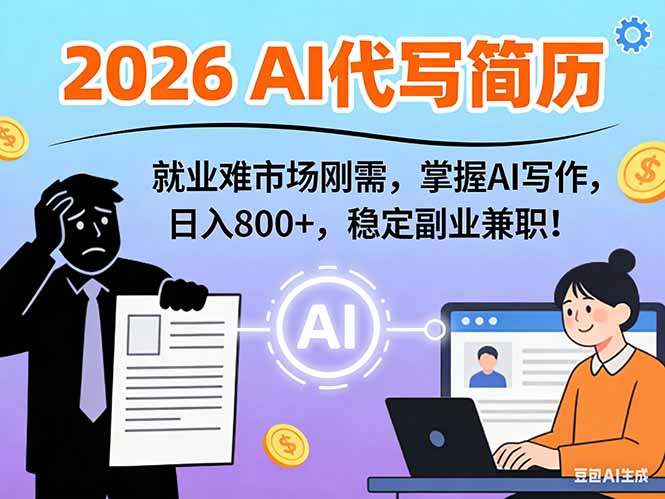 AI代写简历，超暴利，用万能模板月入1-3万实战教程，2026年市场刚需！-泡泡网创