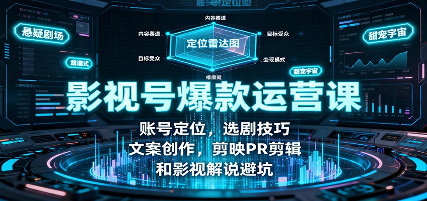 影视号爆款运营课：账号定位，选剧技巧，文案创作，剪映PR剪辑和影视解说避坑-泡泡网创