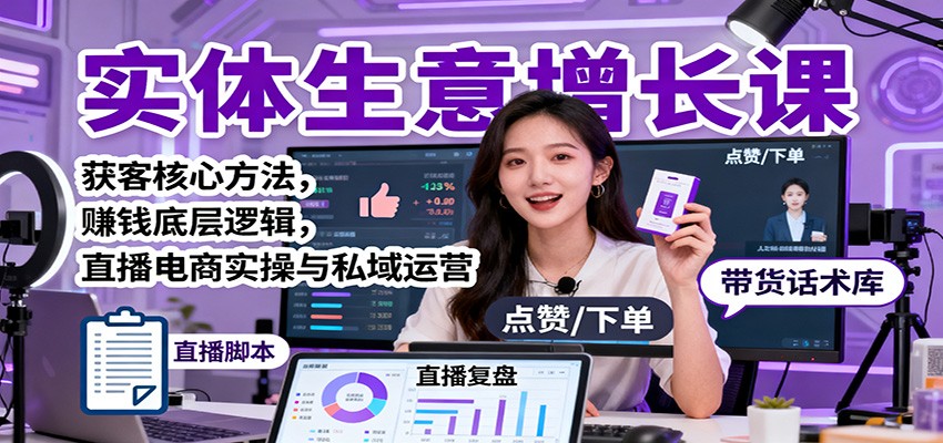 实体生意增长课：获客核心方法，赚钱底层逻辑，直播电商实操与私域运营-泡泡网创