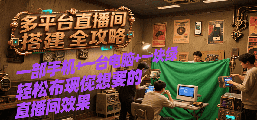 多平台直播间搭建全攻略，一部手机+一台电脑+一块绿布轻松实现你想要的直播间效果-泡泡网创