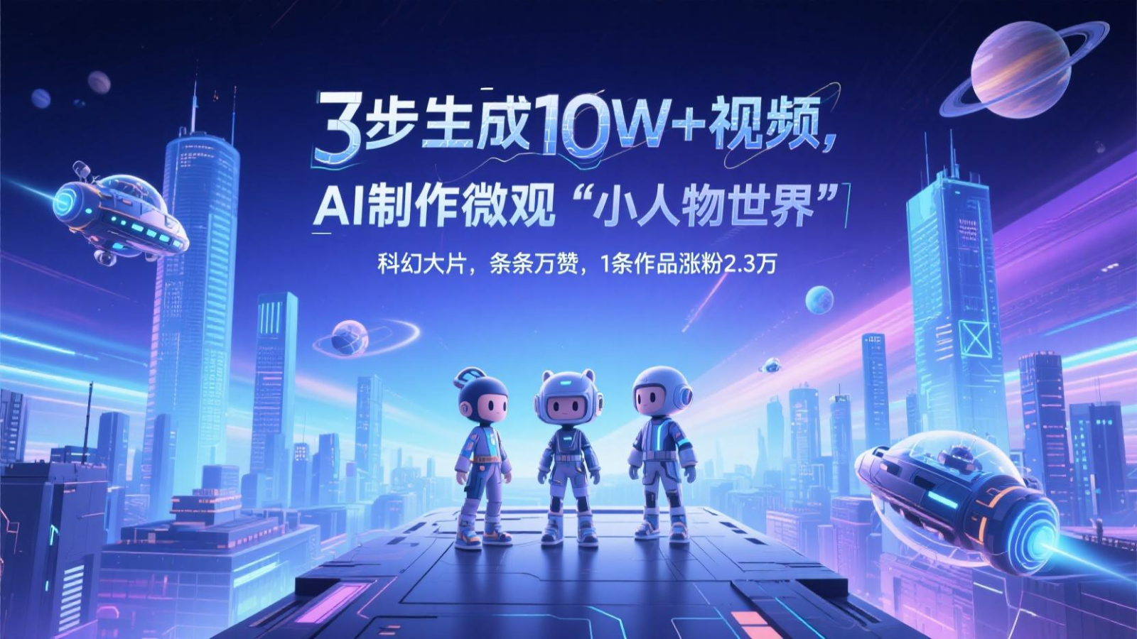 三步生成10W+视频，AI制作微观“小人物世界”科幻大片，条条万赞，1条作品涨粉2.3万-泡泡网创
