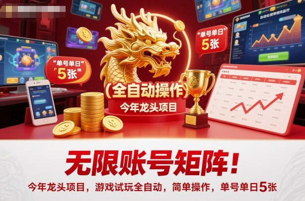 无限账号矩阵！今年龙头项目，游戏试玩全自动，简单操作，单号单日5张【揭秘】-泡泡网创