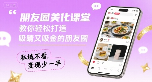 朋友圈美化课堂，教你轻松打造，吸睛又吸金的朋友圈，私域不看，变现少一半-泡泡网创