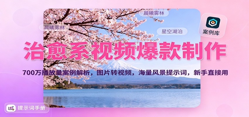 治愈系视频爆款制作，700万播放量案例解析，图片转视频，海量风景提示词，新手直接用-泡泡网创