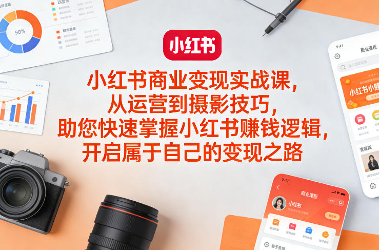 小红书商业变现实战课，从运营到摄影技巧，助您快速掌握小红书賺钱逻辑，开启属于自己的变现之路-泡泡网创