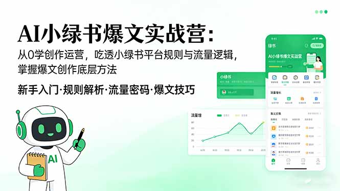 AI 小绿书爆文实战营：从0学创作运营，吃透小绿书平台规则与流量逻辑，掌握爆文创作底层方法-泡泡网创