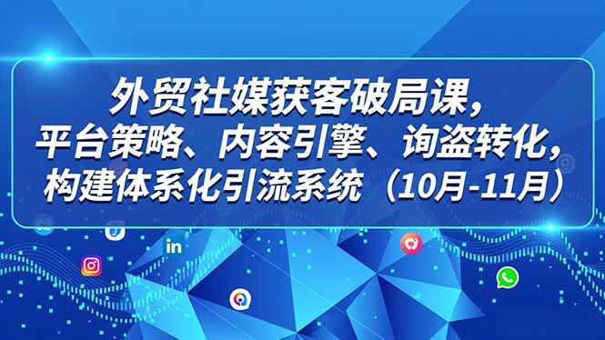 外贸 社媒获客破局课，平台策略、内容引擎、询盘转化，构建体系化引流系统(10月-11月-泡泡网创