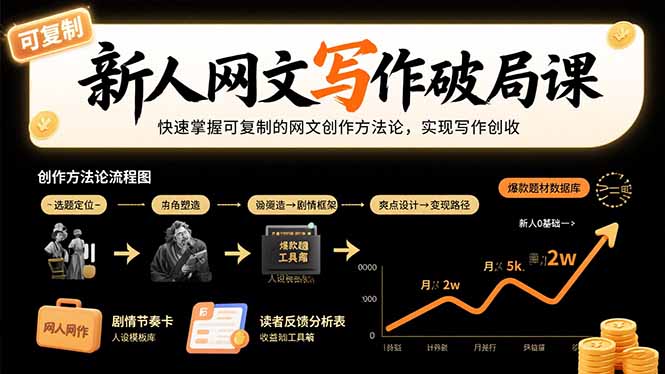 新人网文写作破局课：快速掌握可复制的网文创作方法论，实现写作创收-泡泡网创