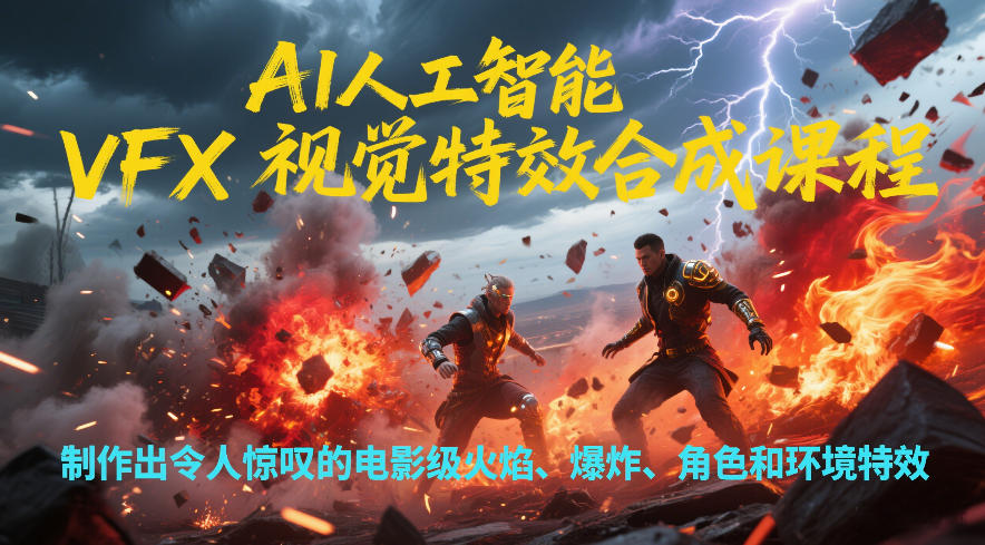 AI人工智能VFX视觉特效合成课程，制作出令人惊叹的电影级火焰、爆炸、角色和环境特效-泡泡网创