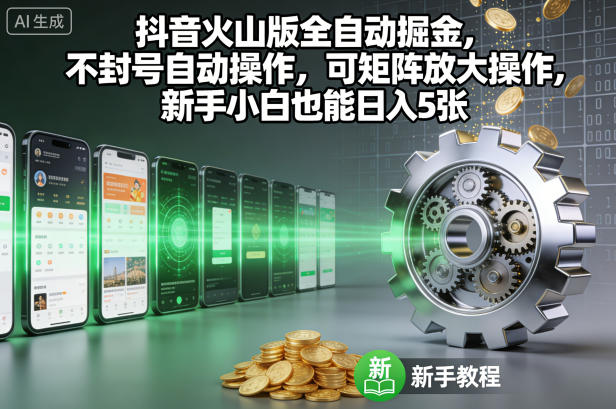 抖音火山版全自动掘金，不封号自动操作，可矩阵放大操作，新手小白也能日入5张【揭秘】-泡泡网创