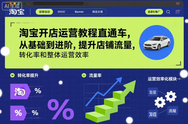 淘宝开店运营教程直通车，从基础到进阶，提升店铺流量，转化率和整体运营效率(更新11月)-泡泡网创