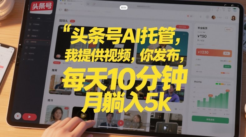 头条号AI托管，我提供视频，你发布，每天10分钟，月躺入5k+【揭秘】-泡泡网创