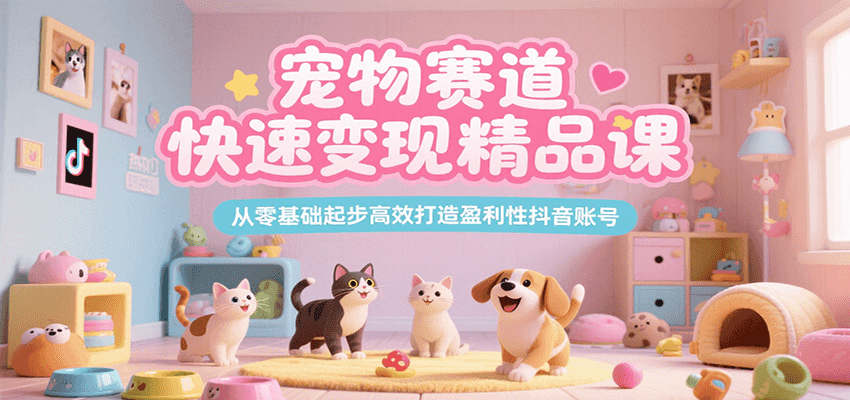 宠物赛道快速变现精品课，从零基础起步高效打造盈利性抖音账号-泡泡网创