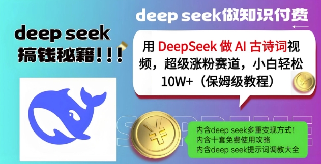 用DeepSeek做AI古诗词视频，超级涨粉赛道，小白轻松涨粉10W+(保姆级教程)-泡泡网创