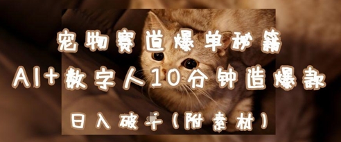 宠物赛道爆单秘籍：AI+数字人10分钟造爆款，日入1k-泡泡网创