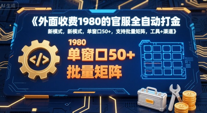 外面收费1980的官服全自动打金，新模式，单窗口50+，支持批量矩阵，工具+渠道【揭秘】-泡泡网创