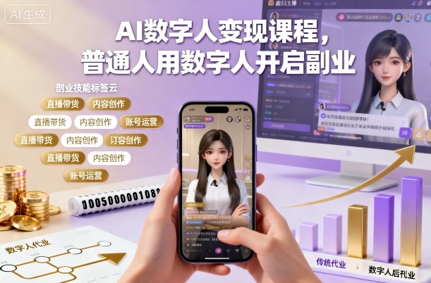 AI数字人变现课程，普通人用数字人开启副业-泡泡网创