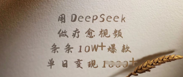 用DeepSeek做疗愈视频，条条10W+爆款，单日变现多张-泡泡网创