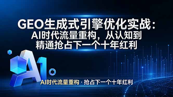 GEO 生成式引擎优化实战：AI时代流量重构，从认知到精通抢占下一个十年红利-泡泡网创