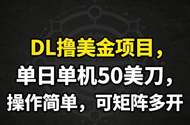 DL撸美金项目，单日单机50美刀，操作简单，可矩阵多开-泡泡网创
