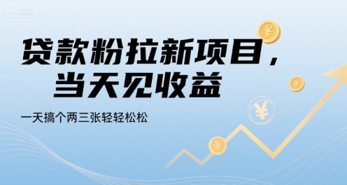 贷款粉拉新项目，当天见收益，一天搞个两三张轻轻松松【揭秘】-泡泡网创