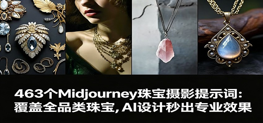 463个Midjourney珠宝摄影提示词：覆盖全品类珠宝，AI设计秒出专业效果-泡泡网创