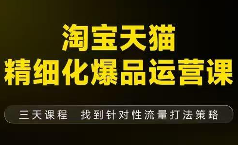 猫课子幽·淘宝天猫精细化爆品运营【音频+字幕+文档】(9月12-14杭州线下课)-泡泡网创