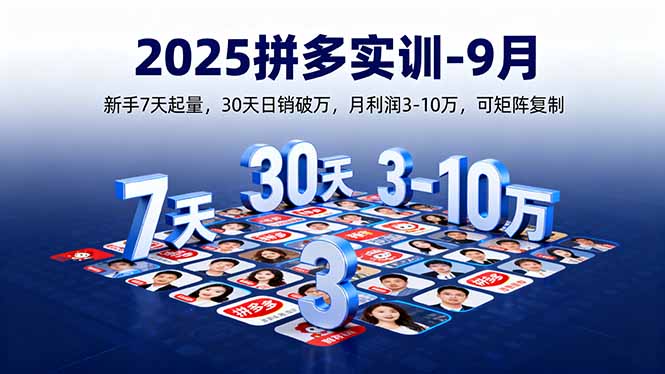 2025拼多多实训-9月：新手7天起量,30天日销破万,月利润3-10万,可矩阵复制-泡泡网创