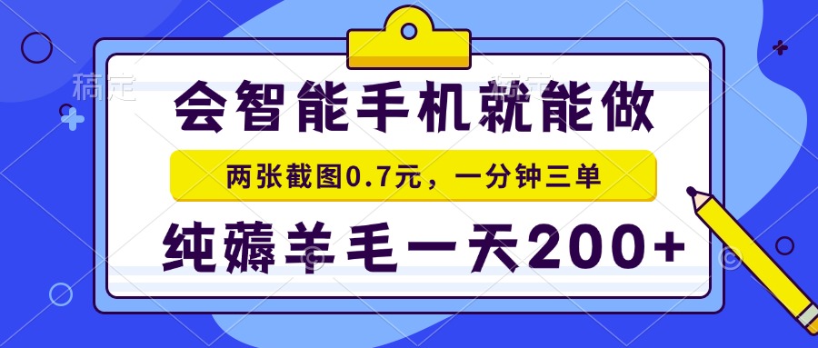 2025年零撸手机项目 二十秒一单 纯薅羊毛 一天200+做就有-泡泡网创