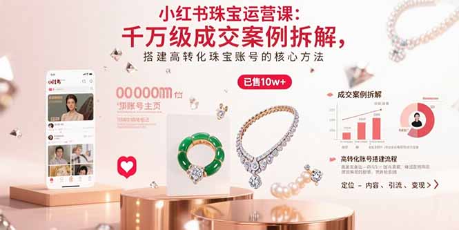 小红书珠宝运营课：千万级成交案例拆解，搭建高转化珠宝账号的核心方法-泡泡网创