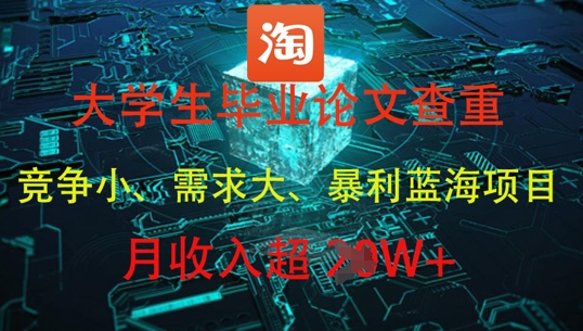 大学生毕业论文查重，暴利蓝海项目，月收入过1W+-泡泡网创