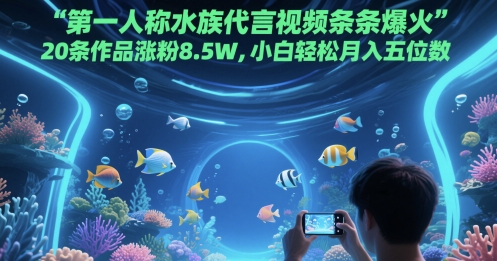 第一人称水族代言视频条条爆火，20条作品涨粉8.5W，小白轻松月入五位数-泡泡网创