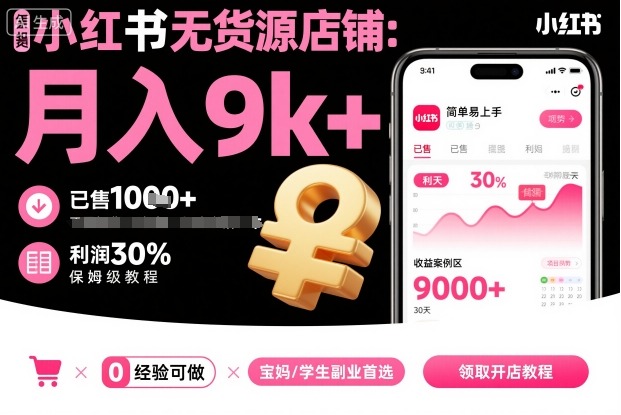 小红书无货源店铺项目，简单易上手，月入9k+，保姆级教程-泡泡网创
