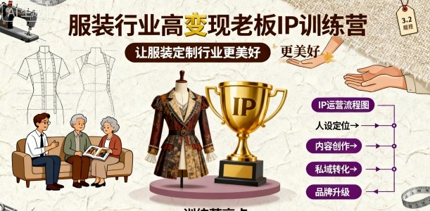 服装行业高变现老板IP训练营，让服装定制行业更美好-泡泡网创