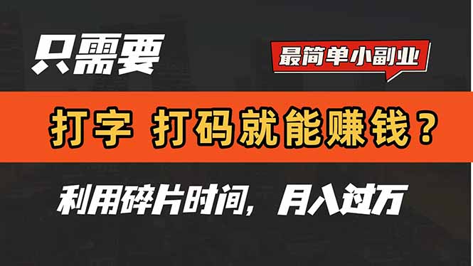 只需要打字，打码，就能赚钱？简单的赚钱小副业，利用碎片时间，月入过万-泡泡网创