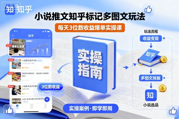 小说推文知乎标记多图文玩法，每天3位数收益爆单实操课-泡泡网创
