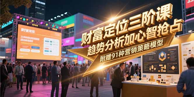 财富定位三阶课，趋势分析加心智抢占，附赠91种营销策略模型-泡泡网创