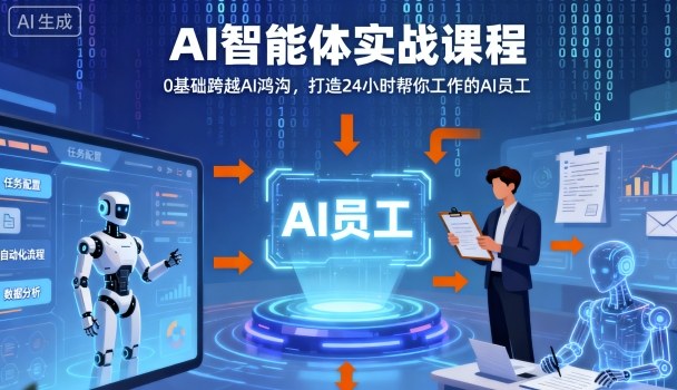 Ai智能体实战课程，0基础跨越Ai鸿沟，打造24小时帮你工作的Ai员工，打破常规，以实战定义Ai-泡泡网创