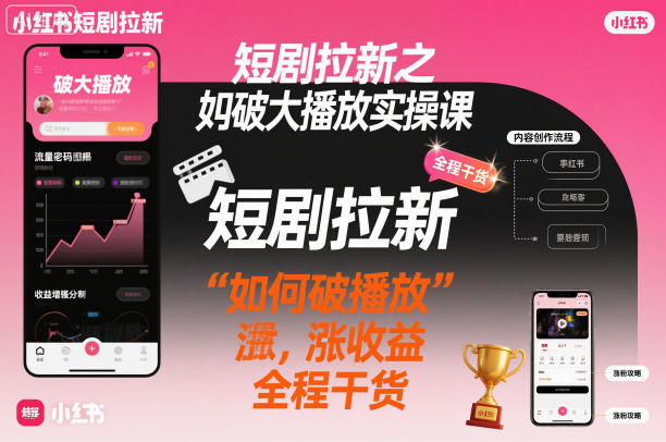 短剧拉新之小红书如何破大播放实操课，如何破播放，涨收益，全程干货-泡泡网创