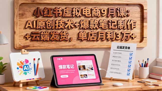 小红书虚拟电商9月课：AI原创技术+爆款笔记制作+云端发货，单店月利3万+-泡泡网创