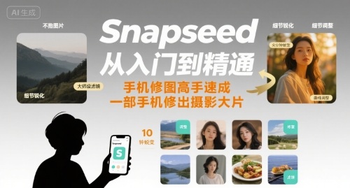 Snapseed从入门到精通，手机修图高手速成，一部手机就能修出摄影大片-泡泡网创