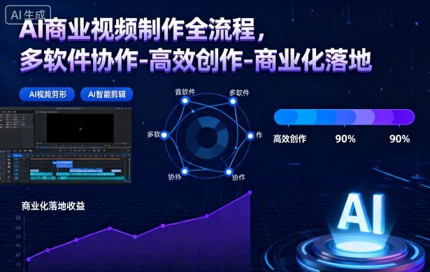 AI商业视频制作全流程，多软件协作-高效创作-商业化落地-泡泡网创