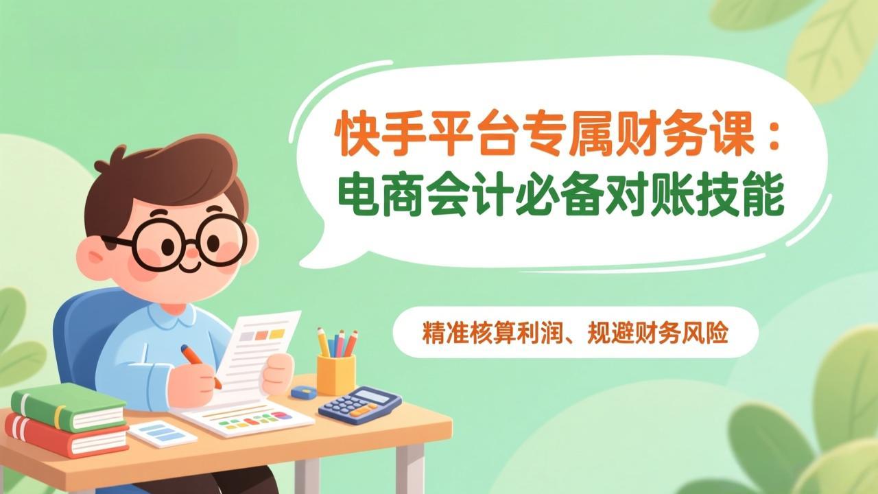 快手平台专属财务课：电商会计必备对账技能，精准核算利润、规避财务风险-泡泡网创