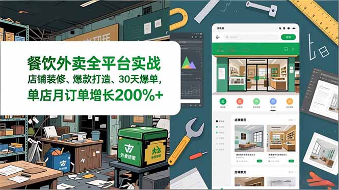 餐饮外卖全平台实战，店铺装修、爆款打造、30天爆单，手把手教学，单店月订单增长200%+-泡泡网创