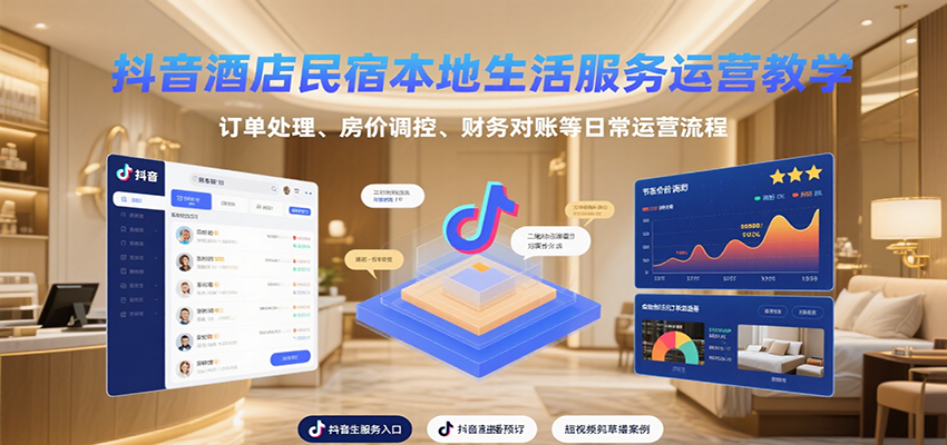 抖音酒店民宿本地生活服务运营教学，订单处理、房价调控、财务对账等日常运营流程-泡泡网创