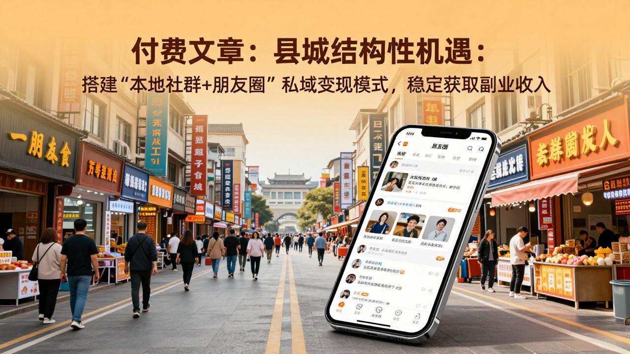 付费文章：县城结构性机遇：搭建“本地社群+朋友圈”私域变现模式，稳定获取副业收入-泡泡网创