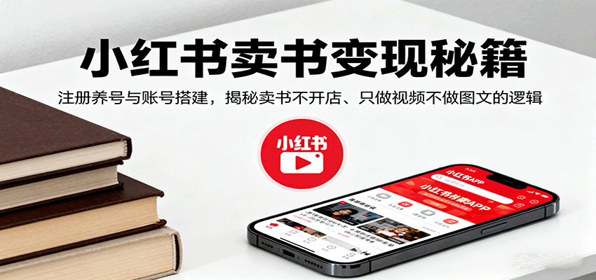 小红书卖书变现秘籍，注册养号与账号搭建，揭秘卖书不开店、只做视频不做图文的逻辑-泡泡网创