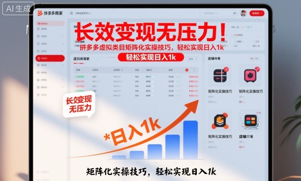 长效变现无压力！拼多多虚拟类目矩阵化实操技巧，轻松实现日入1k【揭秘】-泡泡网创