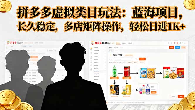 拼多多虚拟类目玩法，蓝海项目，长久稳定，多店矩阵操作，轻松日进1K+-泡泡网创